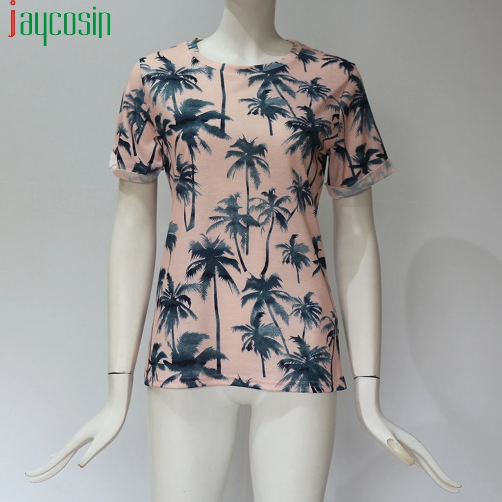 Женская свободная футболка с принтом Повседневная коротким рукавом и круглым