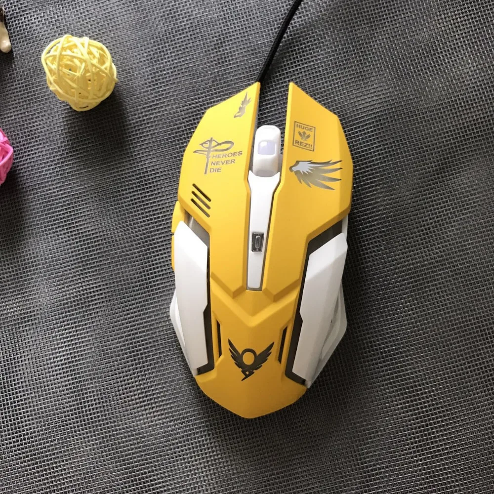 OW мышь дышащая светодиодная подсветка игровая мышь D. VA Mercy Проводная USB компьютерная мышь 3 вида цветов PC& Mac E-sports геймеры Прямая поставка