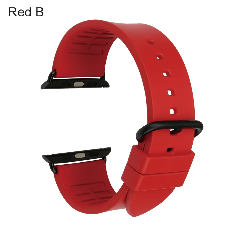 MAIKES Roes аксессуары для красных часов Apple Watch Band 44 мм 40 мм спортивный мягкий резиновый ремешок для часов для Apple Watch Band 42 мм 38 мм - Цвет ремешка: Roes Red B