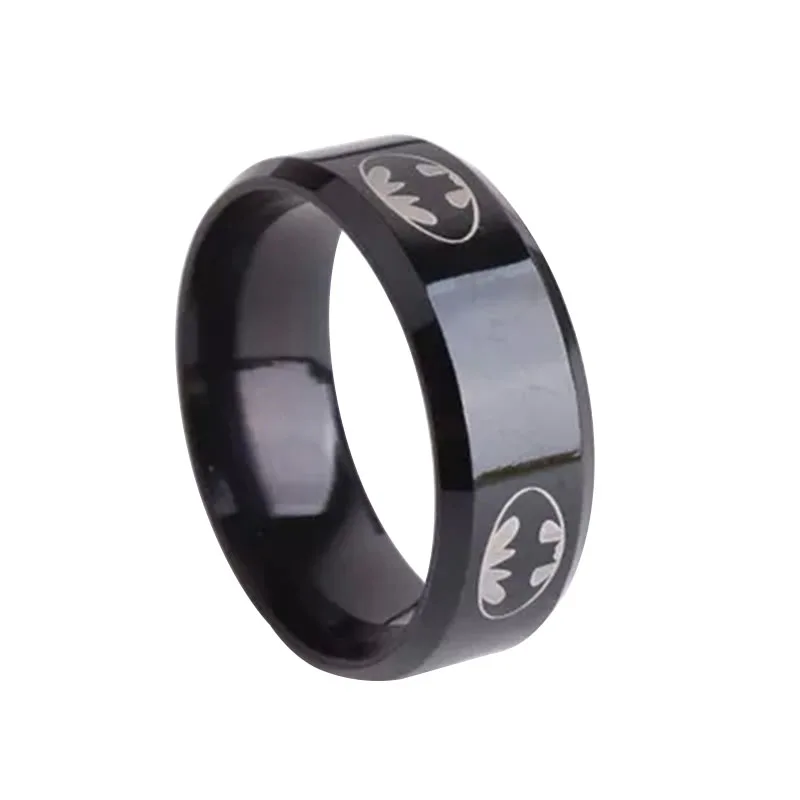 Размер 7 10 черные полированные кольца нержавеющая сталь милая кольцо из комиксов