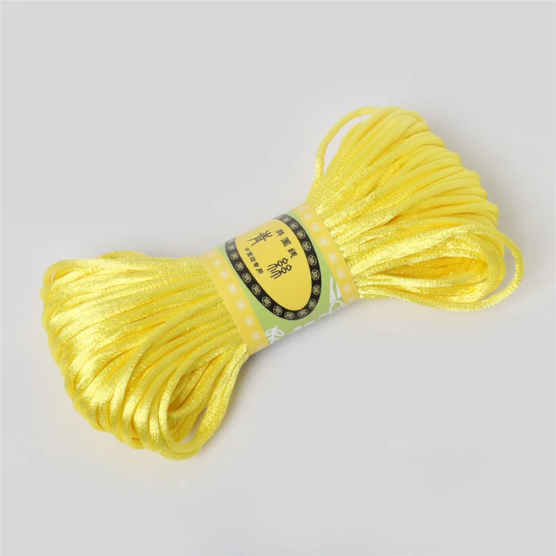 Yellow Сатиновая шелковая проволока для макраме, нейлоновая оплетка Шамбала, сделай сам, китайский узел, браслеты, ожерелье, ювелирные аксессуары, 2,5 мм, 20 м - Цвет: Yellow