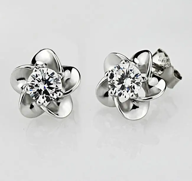 Женские серьги гвоздики из серебра 925 пробы с пятилистьями|silver stud earrings|sterling silver