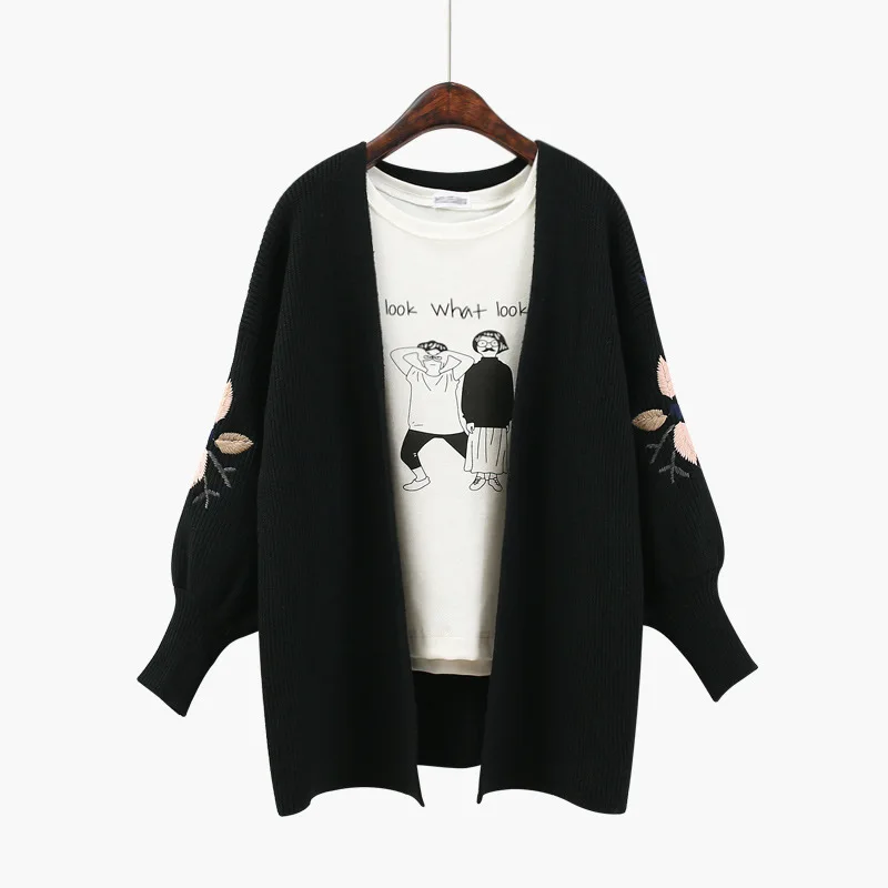 2019 New Autumn Embroidery Cardigan Women Sweater Knitted Coat Oversize Cardigans Long Sleeve Winter Sweaters |