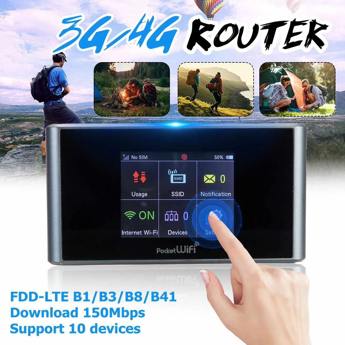 Портативный Lte 4g Wifi Роутер Мобильная точка доступа Беспроводная поддержка SIM карты 150 Мбит/с Модем для дома Офиса Мобильного телефона.
