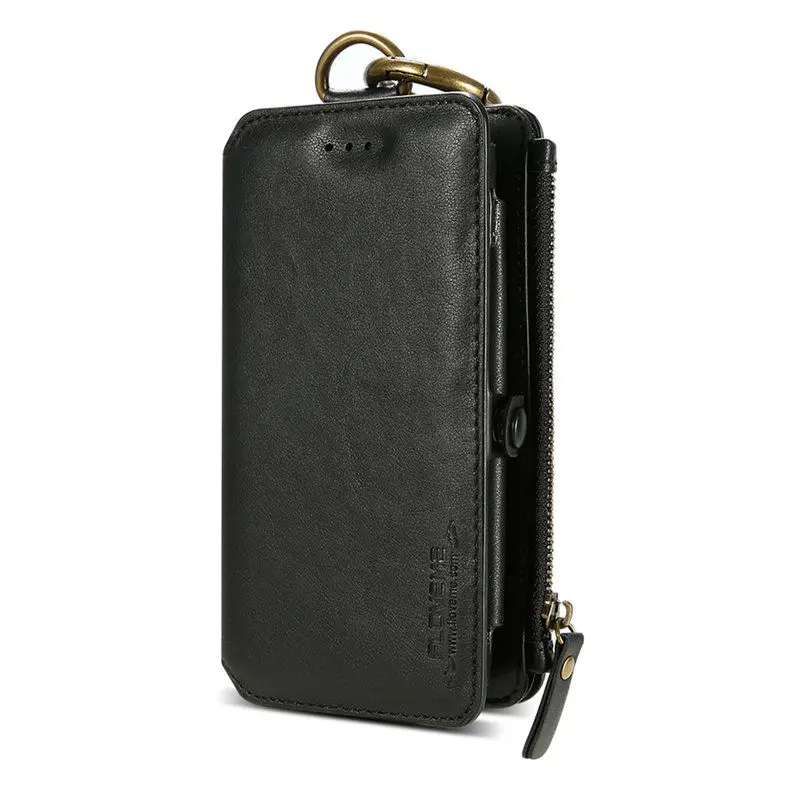 Роскошный чехол FLOVEME из искусственной кожи для iPhone XS Max X 10 XR Fold Flip Stand Wallet, чехлы для iPhone 7 8 6s Plus, сумка Capinha чехол кошелек для телефона айфон 5s - Цвет: Black