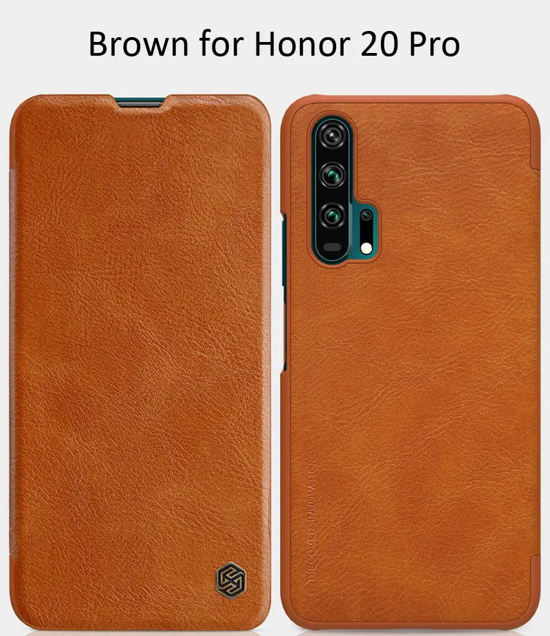 Brown Кожаный флип-чехол Nillkin Qin для huawei Honor 20 Pro View 20 - Цвет: Brown