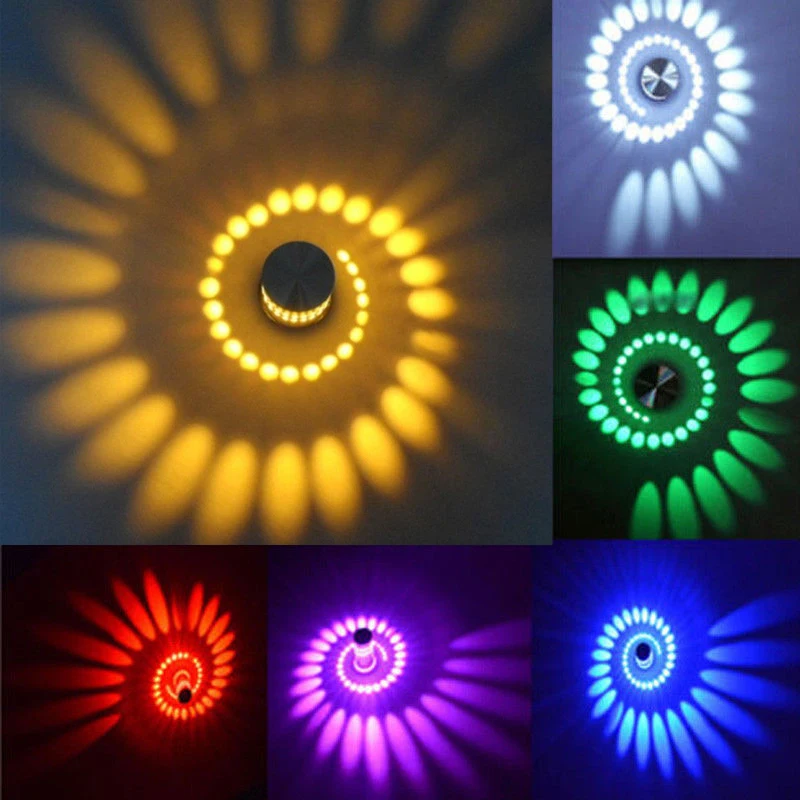 Светодиодсветильник лампа RGB 3 Вт для потолка на спирали настенная прихожей