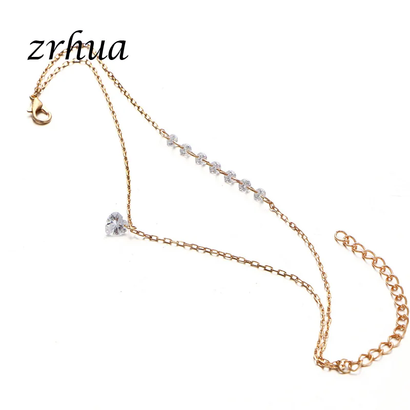ZRHUA Elegant Fashion Exquisite Charm Sweet Heart Crystal Gold Color Bracelet for Women Shiny Gifts Clear Cubic Zirconia Jewelry | Украшения