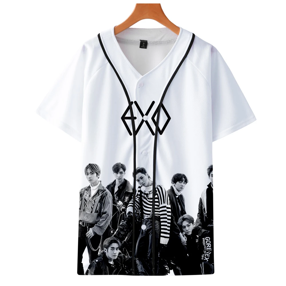 EXO Love Shot бейсбольные футболки с 3D принтом для женщин/мужчин Kpop модные летние