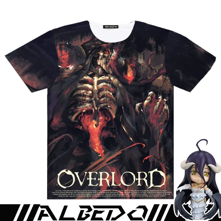 Новое поступление летняя футболка для мужчин и женщин OVERLORD Albedo косплей футболки