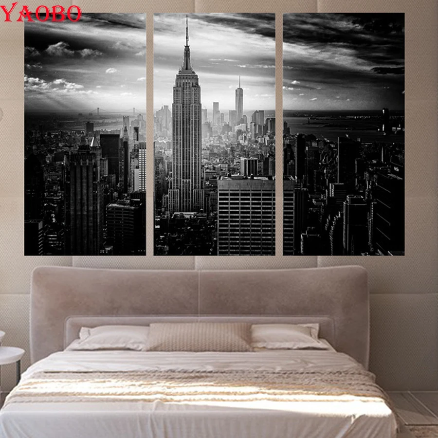 Алмазная картина triptych квадратная 5d 3 шт. Нью Йорк здание вышивка крестом мозаика