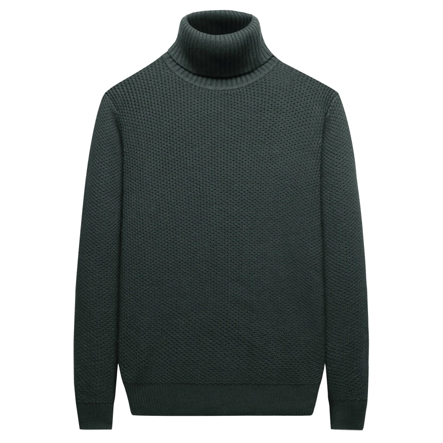 Мужской свитер с высоким воротом MuLS хлопковый теплый зеленого и черного цвета