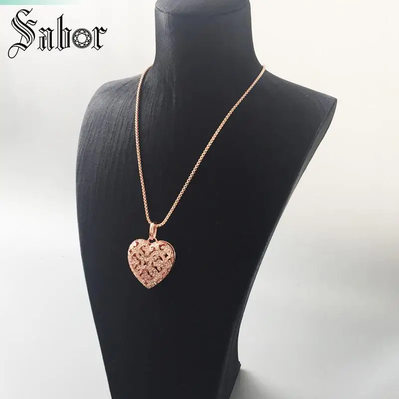 Кулон в виде сердца из розового золота с цирконием размер 3 см для женщин