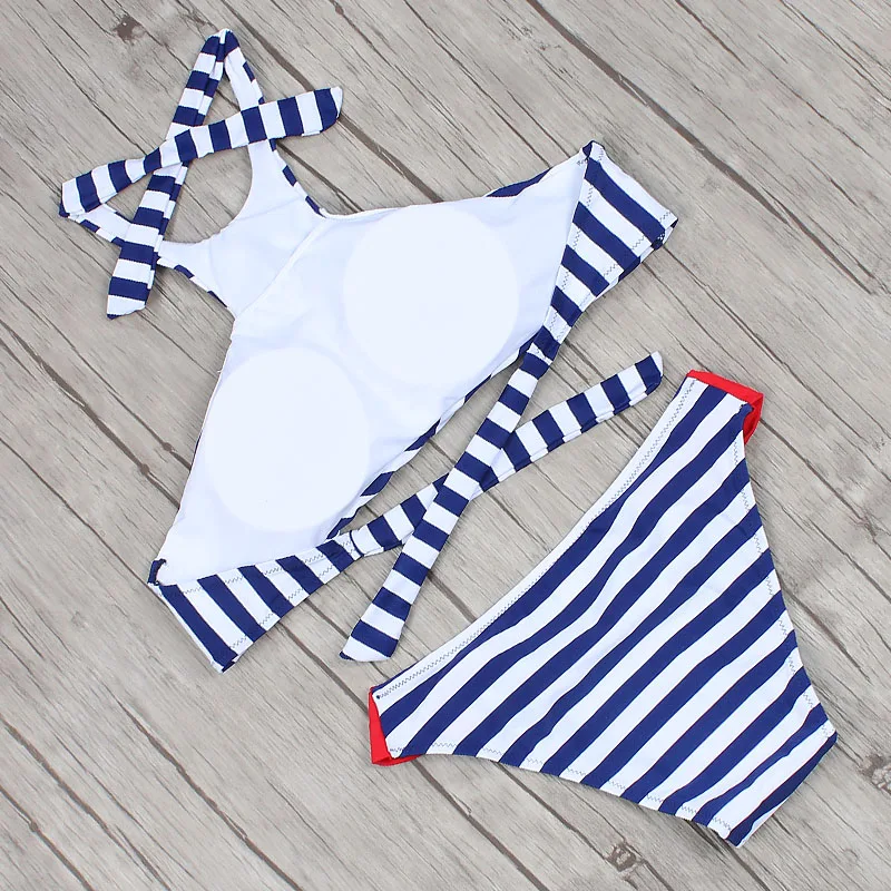 Женский купальник-бикини с высокой горловиной пуш-ап купальник в стиле ретро