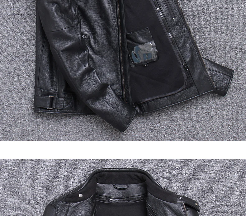 Brand Leather Jacket Men Fashion Mens Slim Fit Profession Motorcycle Biker Jacket Genuine Leather Coat
