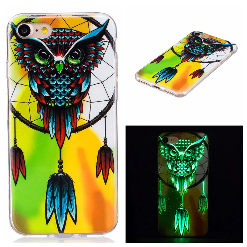 2 шт для iPhone 7 светящийся чехол животное аниме мягкая силиконовая ТПУ кожа задняя