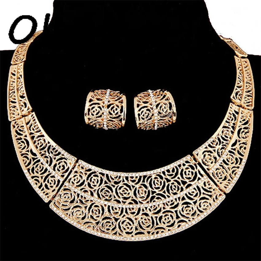 Бренд Olaru Модный Ювелирный Набор из сплава цинка металла цветка ожерелье серьги