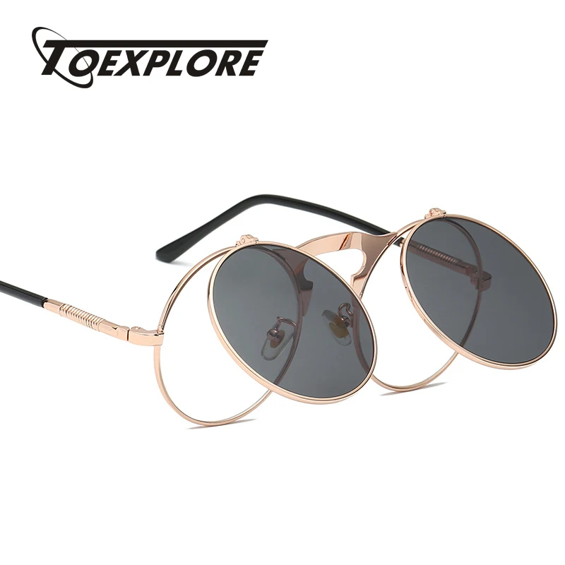TOEXPLORE ore круглые женские и мужские солнцезащитные очки с металлической оправой