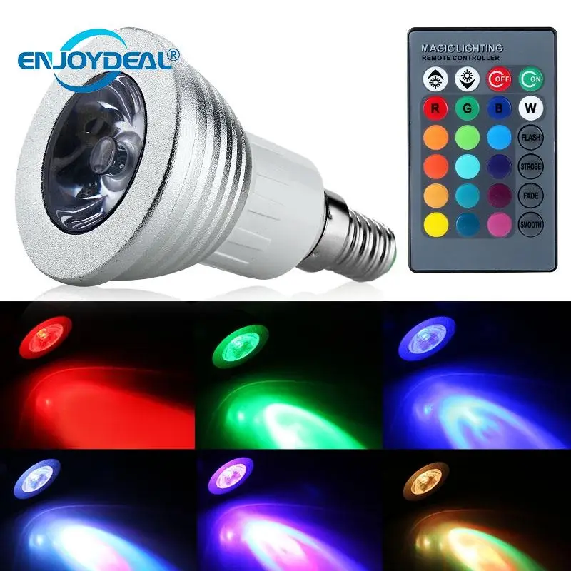 3 Вт E14 RGB Светодиодная лампа сценическая прожектор для внутреннего 16 видов цветов