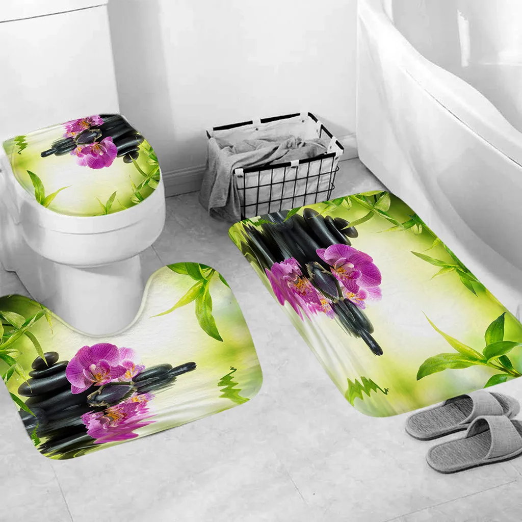 Personality creative colorful toilet three-piece seat bathroom kitchen absorbent comfortable carpet mat H0520 | Дом и сад