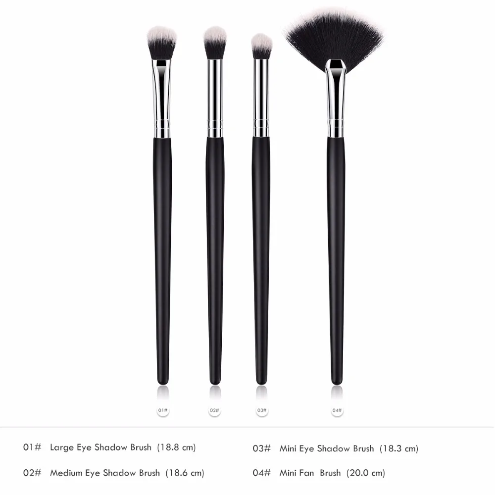 Набор кистей для макияжа классические Серебристые/черные кисти набор теней век