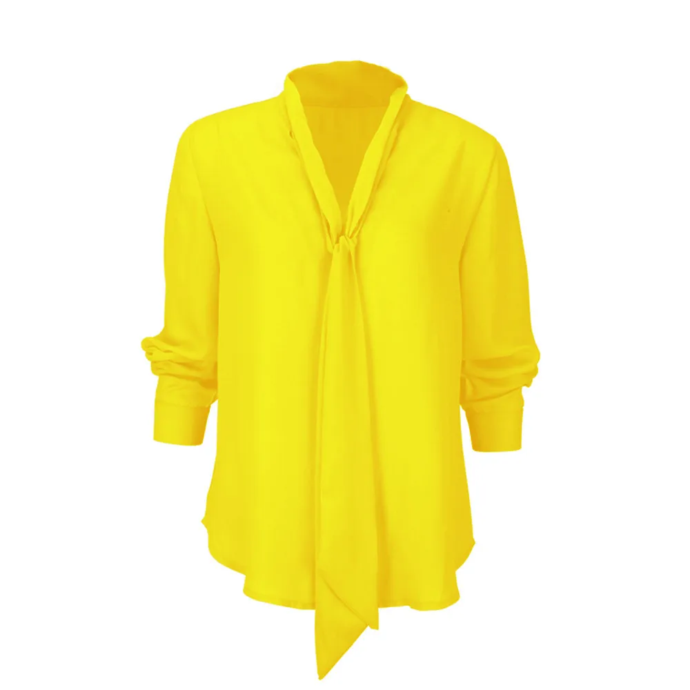 vetement femme 2019 Women plus size 5XL 3 Colors Long Sleeve V Neck chiffon Blouse female solid shirt white roupa feminina |