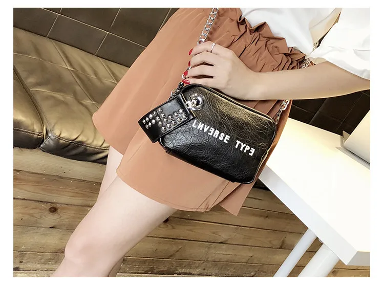 NIGEDU Luxury mini flap bag women chains Crossbody bag Fashion Designer rivet girls Handbag female Shoulder bag Clutch wallet