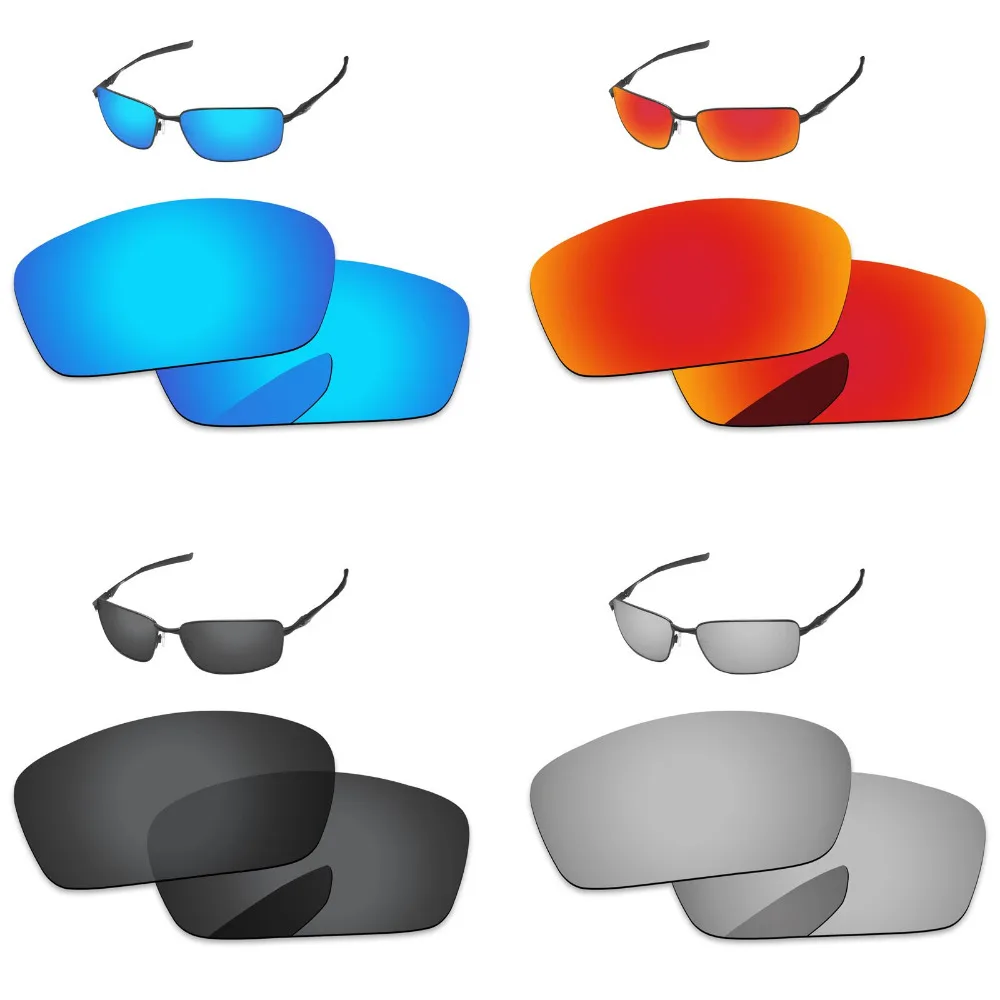 Bsymbo Black & Silver & Blue & Red 4 Pairs Polarized Replacement Lenses For Splinter Sunglasses 100% UVA & UVB Protection