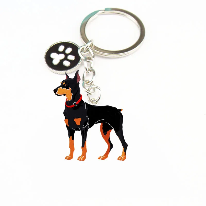 Брелок Dobermann с собакой для мужчин и женщин подвеска сумки металлический