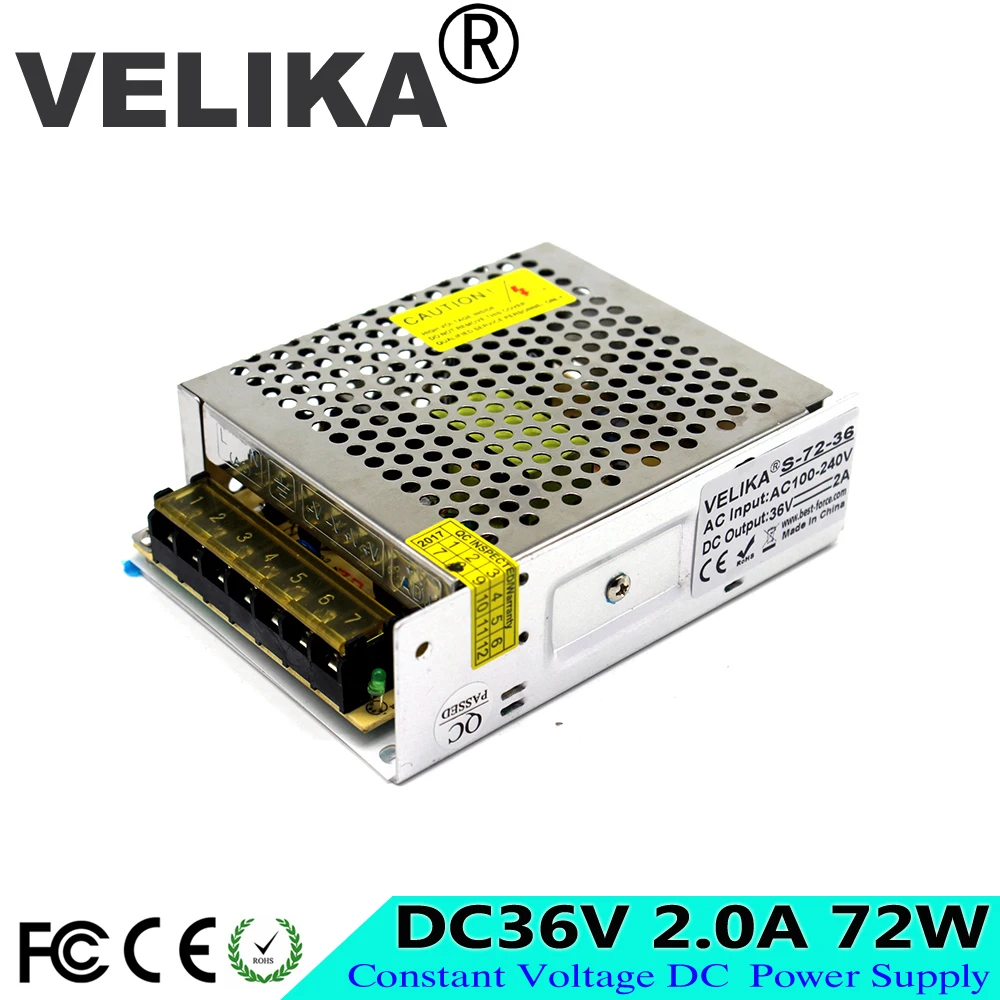 Источник питания DC 36V 2A 72W импульсный источник светодиодный трансформатор 110V 220V AC