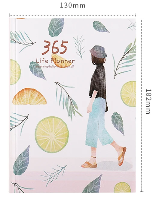 365 дней планировщик по расписанию английская настольная книга блокнот Канцтовары утолщение ежедневник японская записная книга - Цвет: Кофе