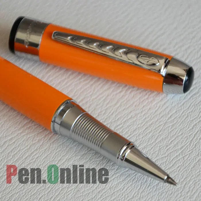 Шариковая ручка JINHAO 250 перьевая яркая оранжевая серебристая отделка и зажим |