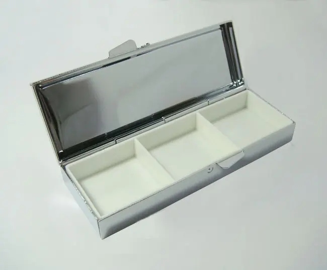 10 шт. таблетница серебром прямоугольный металлический контейнер для таблеток