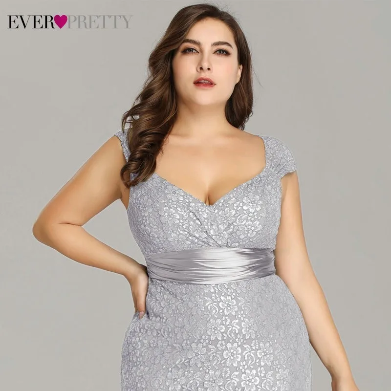 Vestidos De Fiesta Ever Pretty New элегантный Русалка V шеи без рукавов Кружева Выпускные платья плюс размер вечерние платья Robe De Soiree