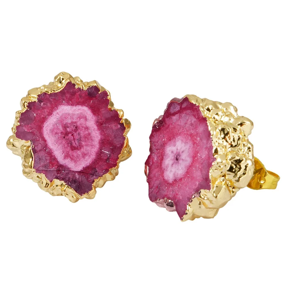 Женские серьги-гвоздики TUMBEELLUWA из розового камня золотистого цвета | Украшения и