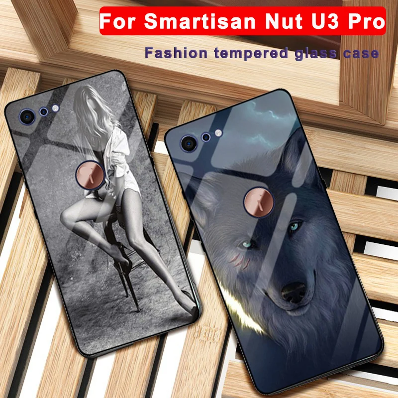 Чехол для Smartisan nut U3 Pro из закаленного стекла в виде волка силиконовая оправа