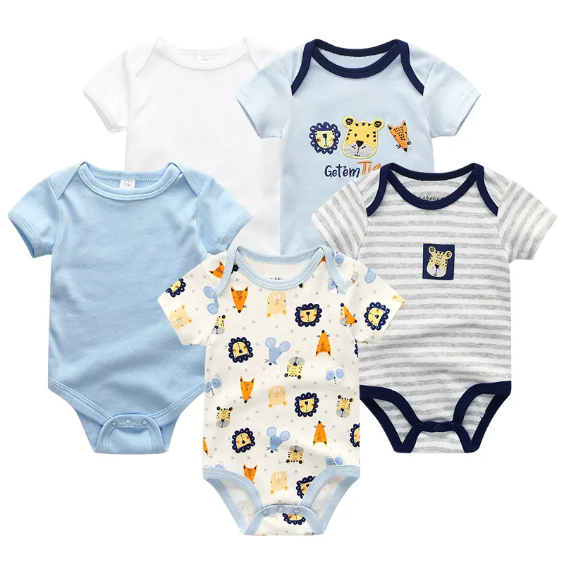 Baby Boy Clothes5150 5 шт./лот Единорог для маленьких девочек одежда комбинезоны для малышей для маленьких мальчиков Одежда для мальчиков и девочек; Roupas de bebe; Костюмы Размер 0-12 мес., комплект короткий рукав принт - Цвет: Baby Boy Clothes5150