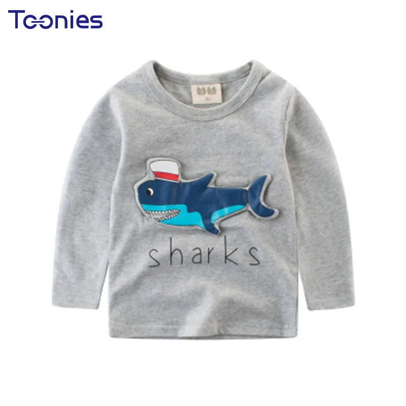 Новинка 2017 года осень Одежда для малышей мальчиков футболка с длинными рукавами