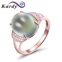 unique fashion natural green prehnite gemstone rose gold 14k engagement diamond wedding band ring for women