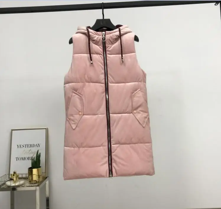 3XL женские жилеты Модный осенне-зимний жилет женский длинный участок большой размер свободный пуховик хлопковый жилет Золотой Бархатный жакет