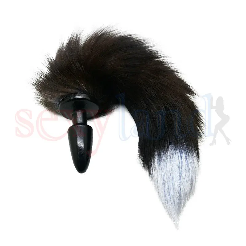 Очаровательная черная Лисичка хвост Мягкая искусственная шерсть Анальная