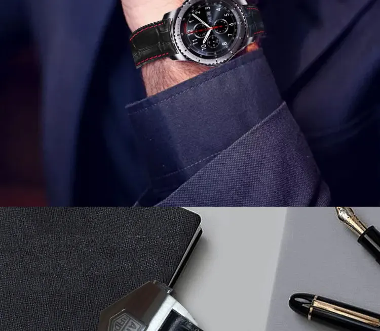 Ремешок для часов samsung Galaxy Watch из натуральной кожи ремешок для часов samsung gear S3 Sport gear S2 для huawei Watch