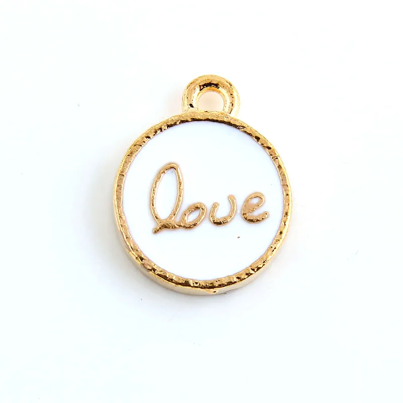 10 шт. бусины из сплава с белой эмалью|charm pendant|round charmlove charm pendant |