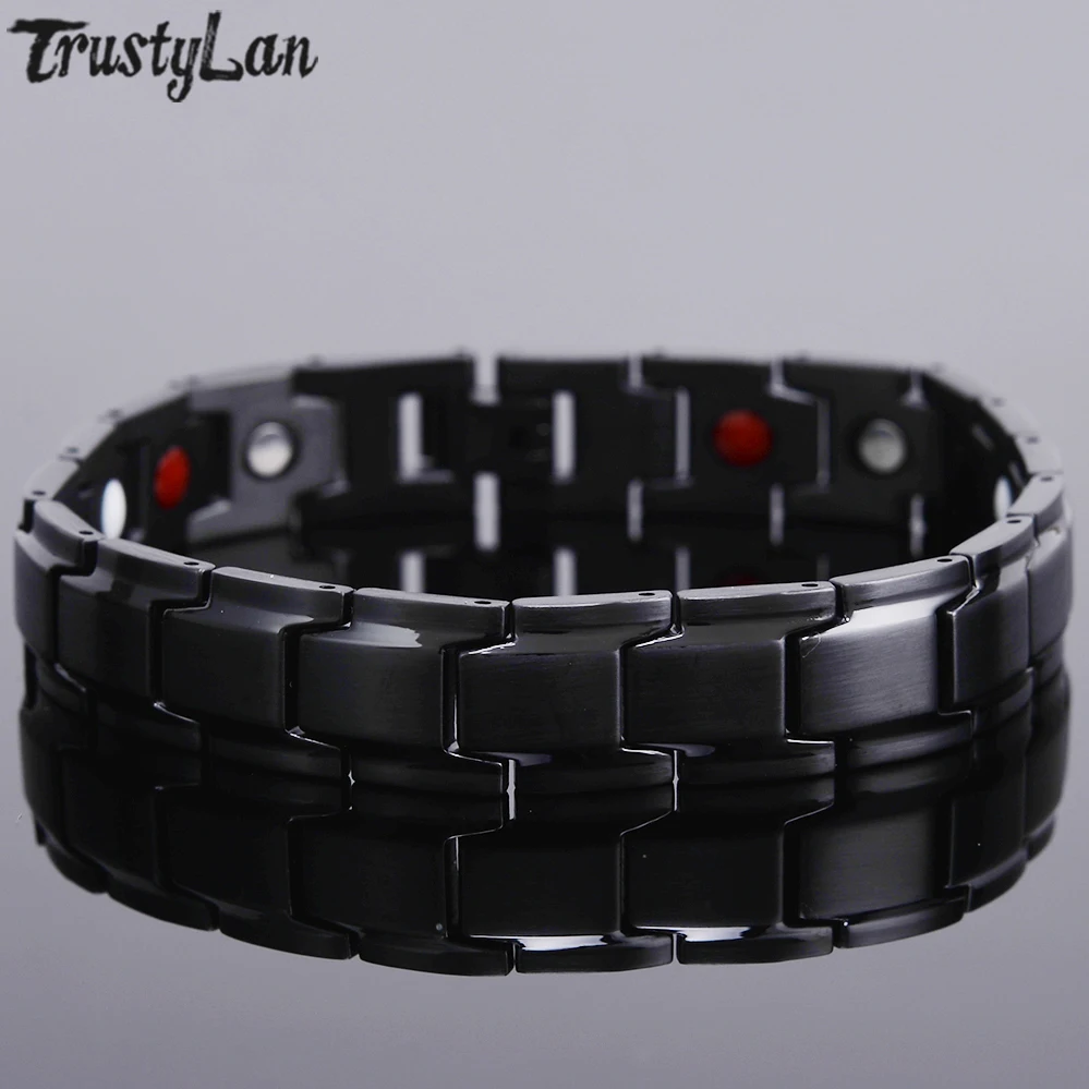 Браслет Мужской Магнитный из нержавеющей стали черный ювелирный изделие для