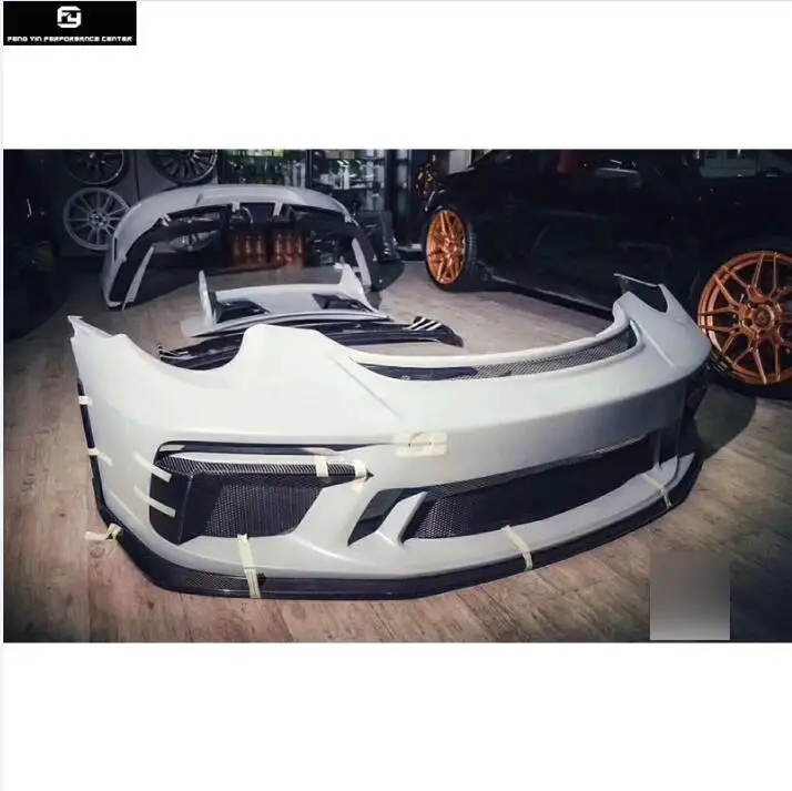 with carbon parts 911 991,2 GT3 Стиль переднего бампера для заднего бампера боковые юбки задний спойлер для Porsche 911 Carrera 991,2 GT3 стиль кузова автомобиля Комплект 16-18 - Цвет: with carbon parts