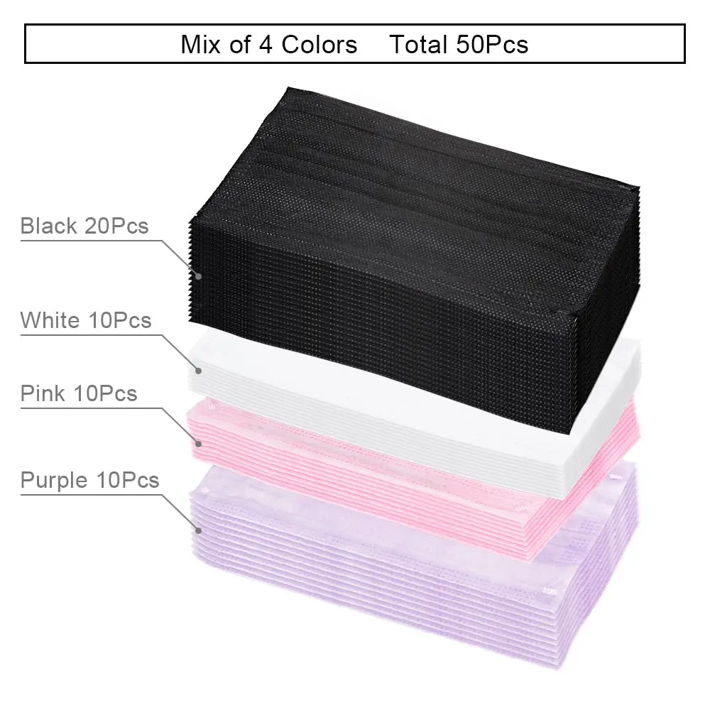 Mix Color 50Pcs 50 шт./упак. Анти-пыль ветрозащитный маски для лица с эластичная петля уха Одноразовые 3-слойные, ресниц для наращивания из нетканого материала Тканевые маски пыли - Цвет: Mix Color 50Pcs