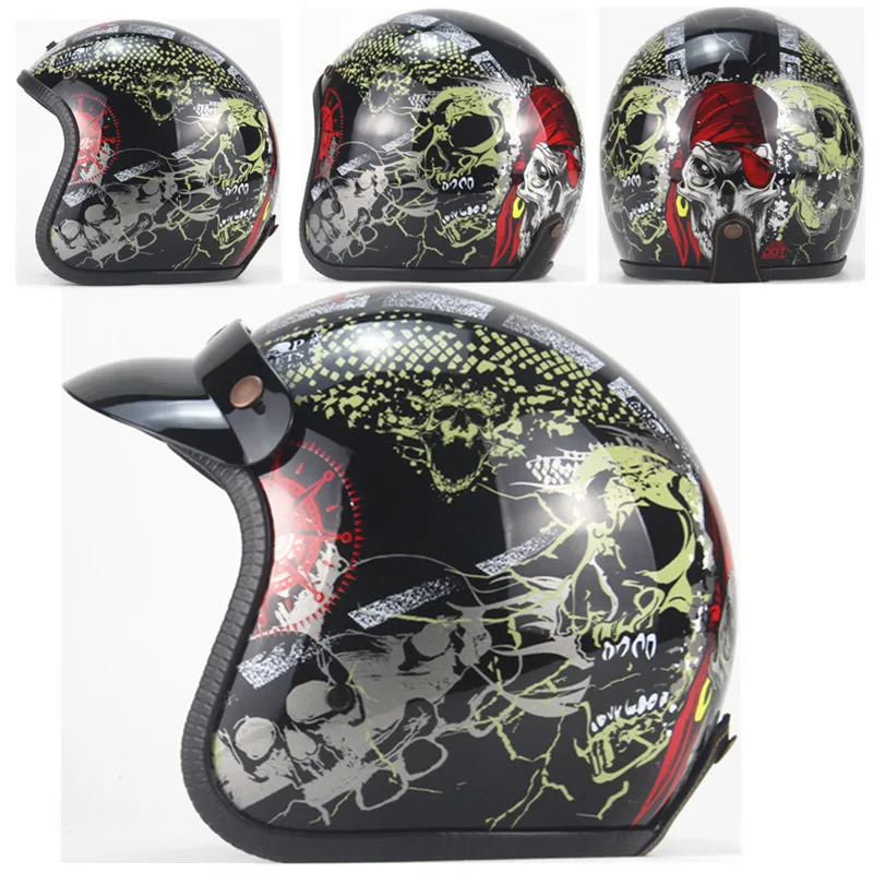 Black HD Кожаный винтажный moto rcycle шлем jet capacetes de moto ciclista cascos para moto Кафе racer с открытым лицом - Цвет: Black HD