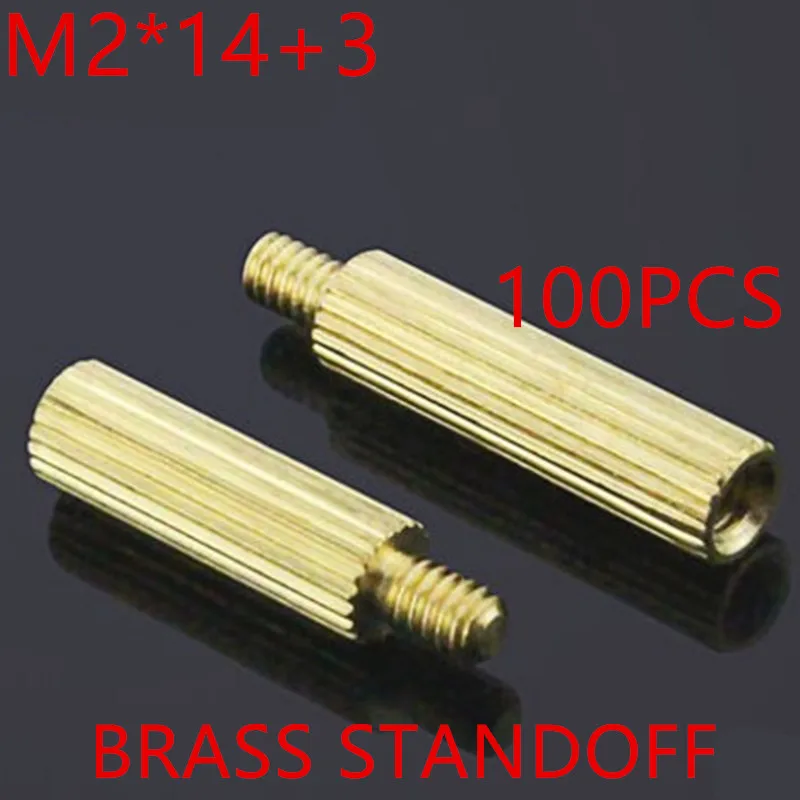 

100pcs M2 x 14+3 M2*13mm male to female brass standoff round spacer