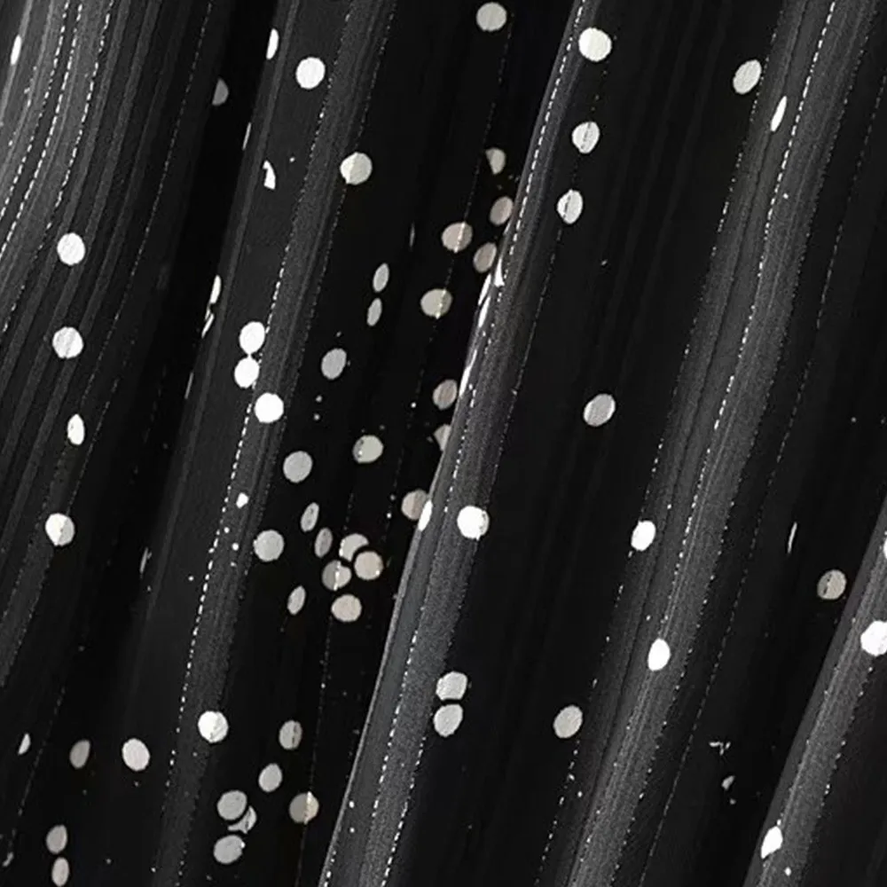 Новая модная женская блузка с v-образным вырезом в горошек черная расклешенными