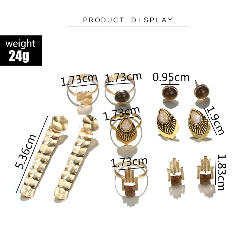 Heeda винтажные этнические серьги набор колец модные с цветком розы Kpop Joker